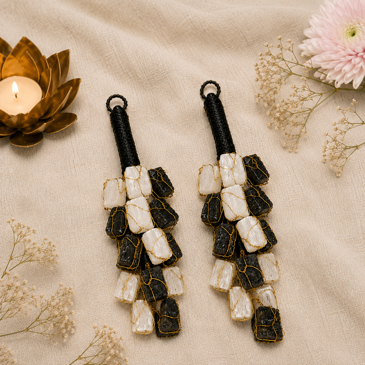 Black Tourmaline and Selenite Hanger