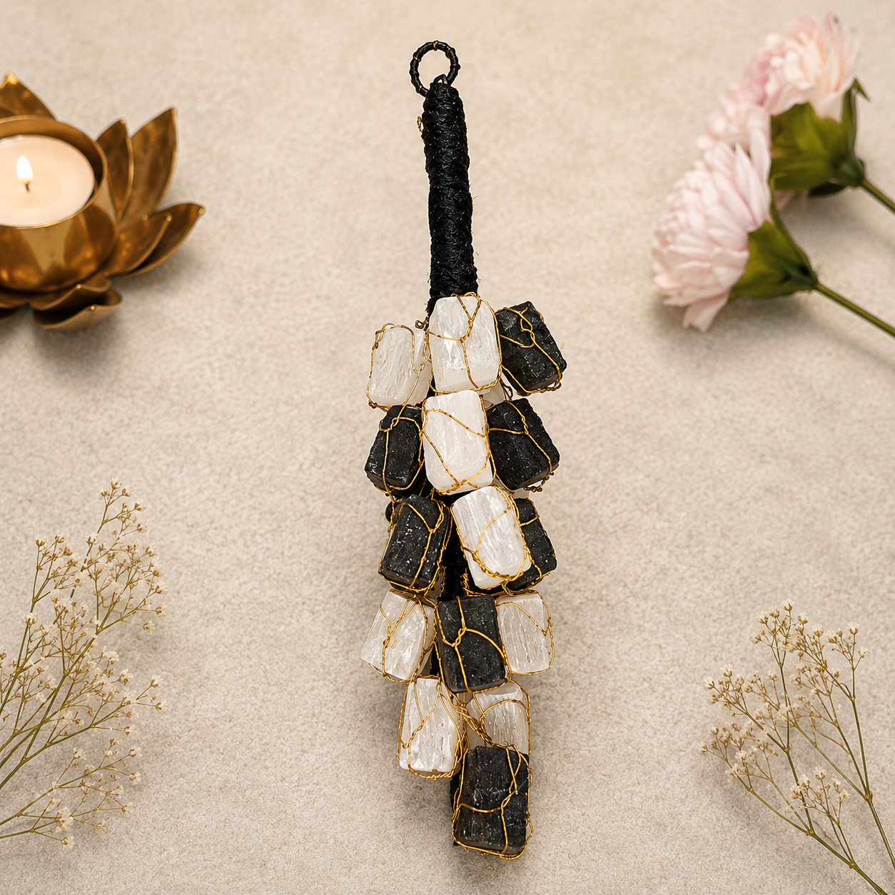 Black Tourmaline and Selenite Hanger