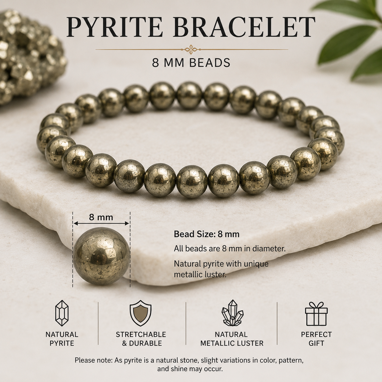 Pyrite Bracelet with Selenite Plate