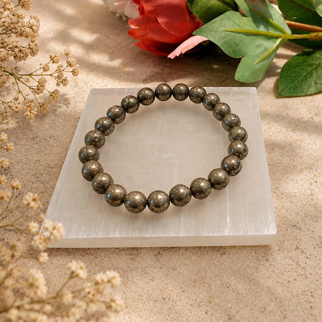 Pyrite Bracelet with Selenite Plate